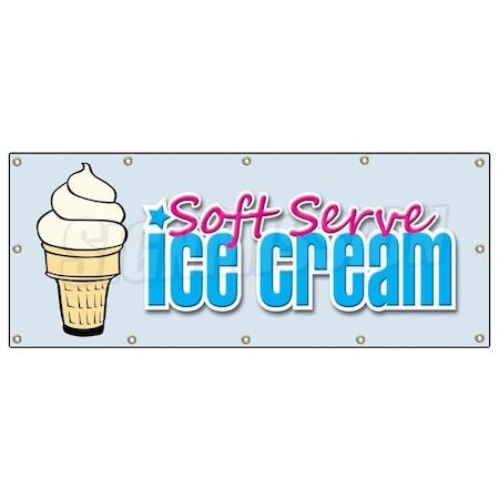 Signmission SOFT SERVE VANILLA ICE CREAM BANNER SIGN signs shop cone sundae B-120 Soft Serve Vanilla